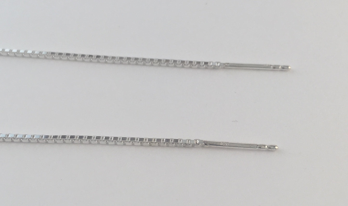 Enfile aiguille boucles d'oreille Vague Seigaiha , argent sterling, inspiration Japon. Bijoux minimalistes.