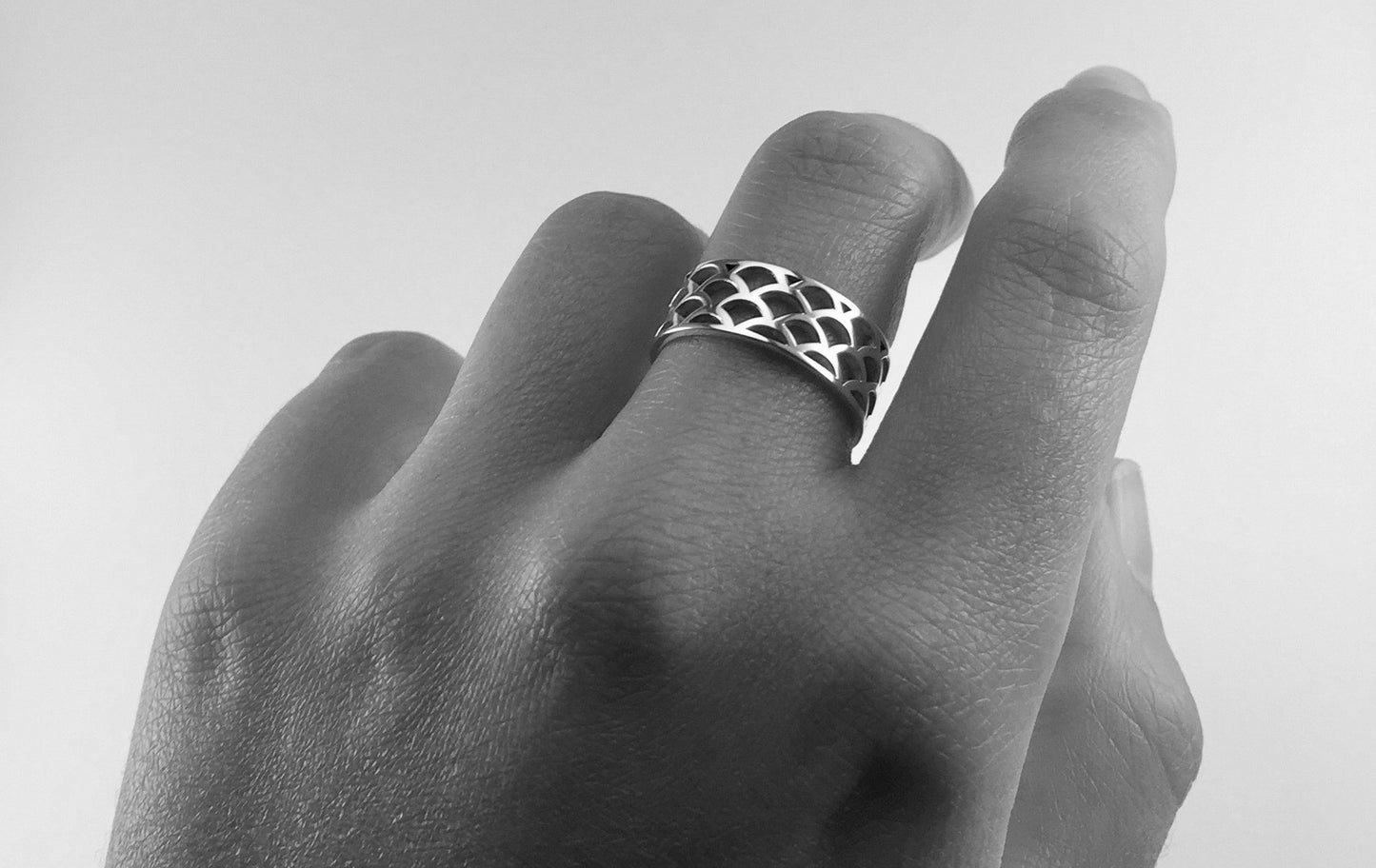 Bague Vague Seigaiha anneau, argent sterling, inspiration Japon. Alliance