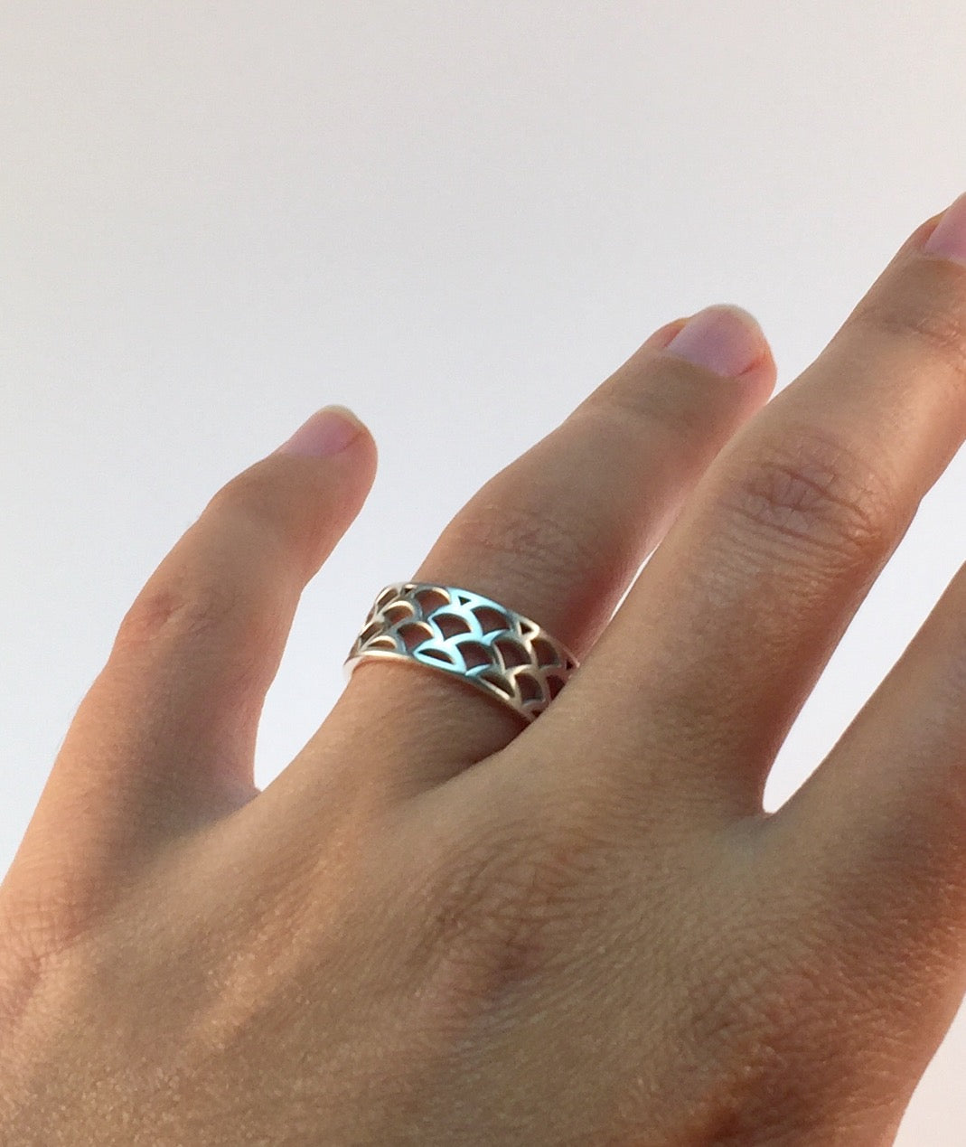 Bague Vague Seigaiha anneau, argent sterling, inspiration Japon. Alliance