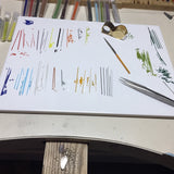 Boucles d'oreille cactus en micro-mosaïque de verre et argent sterling. Puces d'oreille rondes n.3.