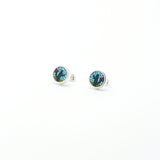 Boucles d'oreille cactus en micro-mosaïque de verre et argent sterling. Puces d'oreille rondes n.4.