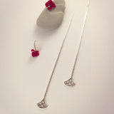 Enfile aiguille boucles d'oreille Vague Seigaiha , argent sterling,  inspiration Japon. Bijoux minimalistes.