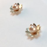 Boucles d'oreilles Sakura perles, fleurs de cerisier, argent sterling, bijou d'inspiration Japonaise.