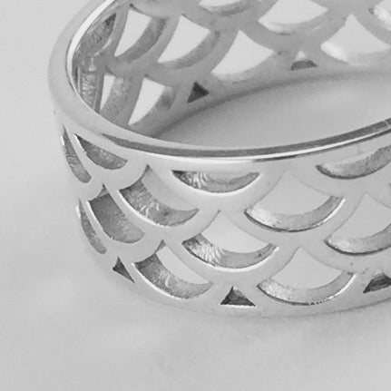 Bague Vague Seigaiha anneau, argent sterling,  inspiration Japon. Alliance