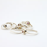 Bague LUNA , argent sterling et pierre semi-précieuse, bague sertie d'une tourmaline. Bague de fiançailles, mariage, pierre fine.