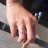 Bague double Vague Seigaiha, argent sterling,  inspiration Japon. Bague ouverte.