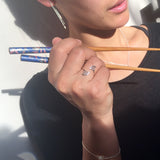 Enfile aiguille boucles d'oreille Vague Seigaiha , argent sterling,  inspiration Japon. Bijoux minimalistes.