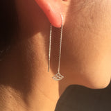 Enfile aiguille boucles d'oreille Vague Seigaiha , argent sterling,  inspiration Japon. Bijoux minimalistes.