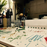 Boucles d'oreille cactus en micro-mosaïque de verre et argent sterling. Puces d'oreille rondes n.5.