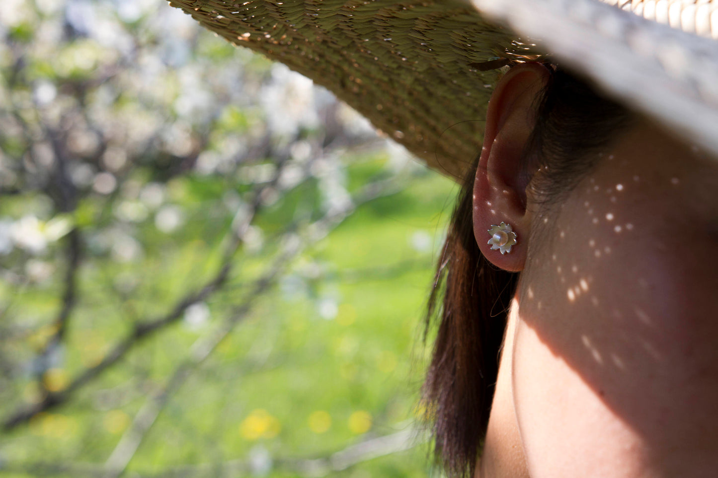 Boucles d'oreilles Sakura perles, fleurs de cerisier, argent sterling, bijou d'inspiration Japonaise.