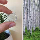 Bague Bouleau, jonc inspiré de l'écorce du bouleau. Argent sterling. Bague mixte, pour femme et homme.