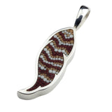 Pendentif Plume 16 en argent sterling et micro-mosaïque de verre, avec chaîne en argent sterling.